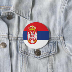 Serbia flag 3 inch round button