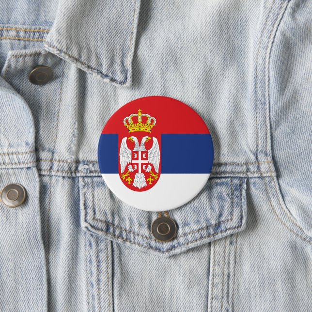 Serbia flag 3 inch round button (In Situ)