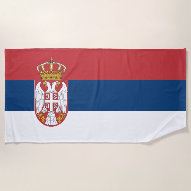 Serbia Flag Beach Towel (Front)