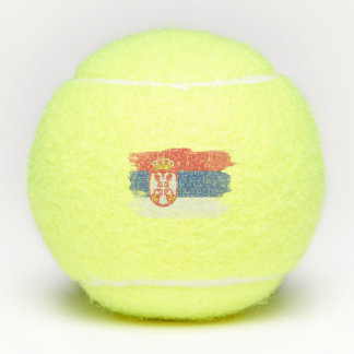 Serbia flag brush stroke, national flag tennis balls