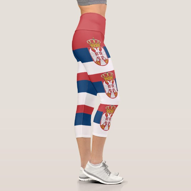 Serbia Flag Capri Leggings (Right)