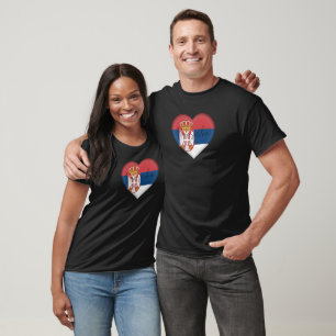 Serbia Flag Colours Heart T-Shirt