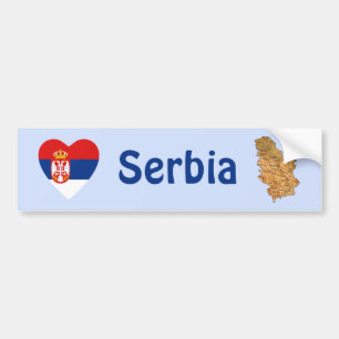 Serbia Flag Heart + Map Bumper Sticker
