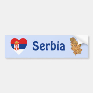 Serbia Flag Heart + Map Bumper Sticker