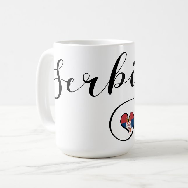Serbia Flag Heart, Republika Srbija Coffee Mug (Front Left)