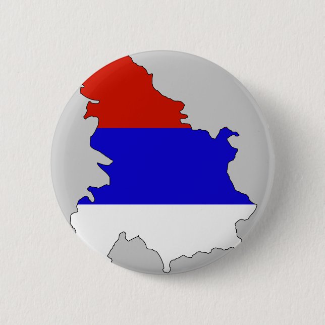 Serbia flag map 2 inch round button (Front)