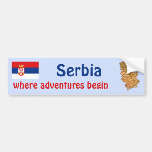 Serbia Flag + Map Bumper Sticker