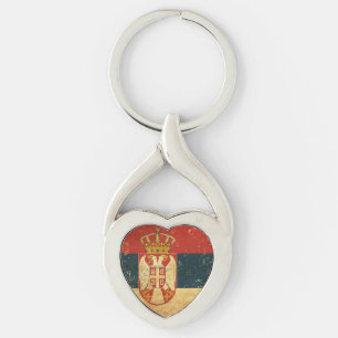Serbia Flag Metal Keychain