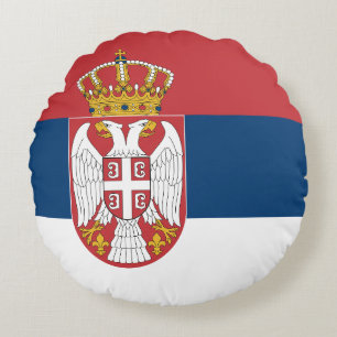 Serbia Flag Round Pillow