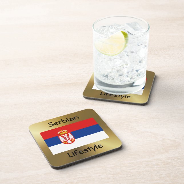 Serbia Flag+Text Coaster (Right Side)