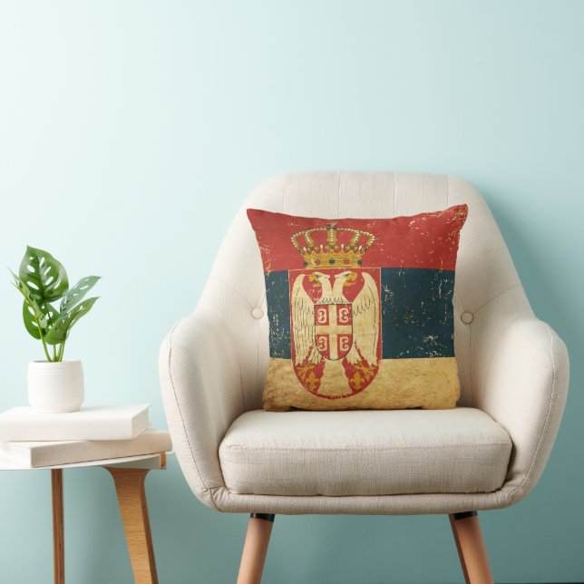 Serbia Flag Throw Pillow (Chair)