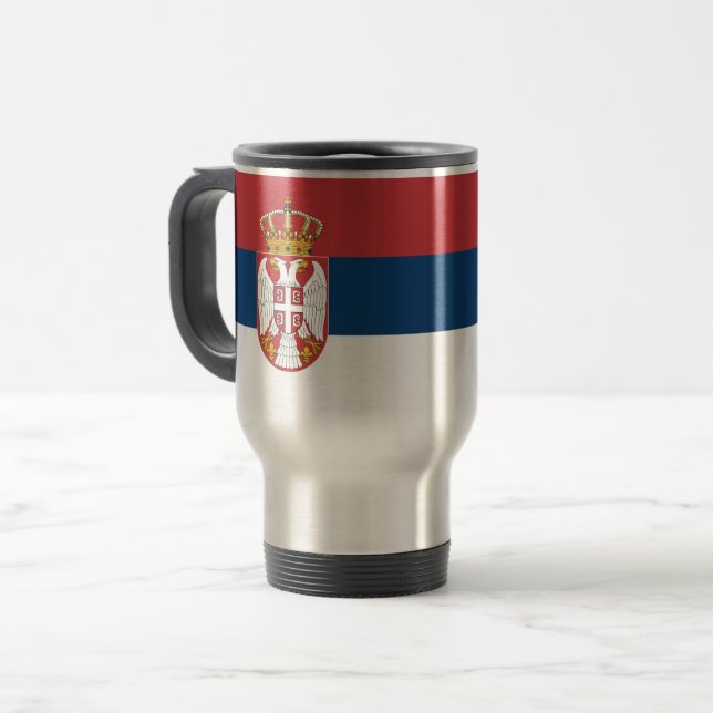 Serbia Flag Travel Mug (Front Left)