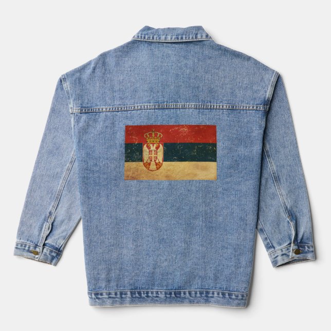 Serbia Flag Women's Denim Jacket (Back)
