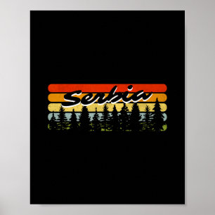 Serbia Forest Sunset Trees Cabin Vacation Souvenir Poster