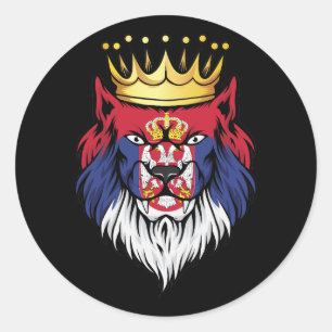Serbia  Lion King Flag  Classic Round Sticker