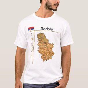Serbia Map + Flag + Title T-Shirt