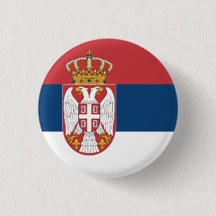 Serbia National Flag 1 Inch Round Button