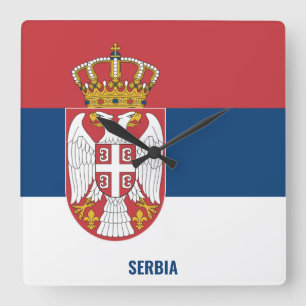 Serbia National Flag Patriotic Square Wall Clock