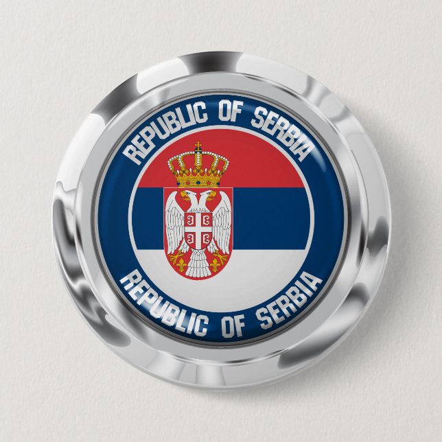 Serbia Round Emblem 3 Inch Round Button (Front)