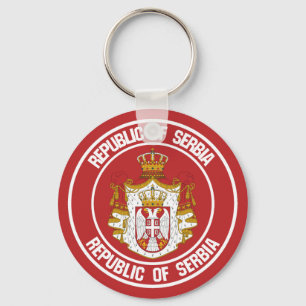 Serbia Round Emblem Keychain