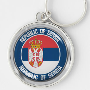 Serbia Round Emblem Keychain