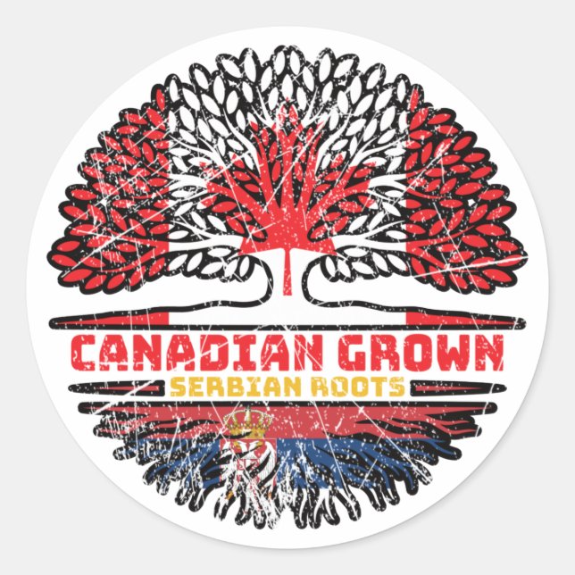 Serbia Serbian Canadian Canada Tree Roots Flag Classic Round Sticker (Front)