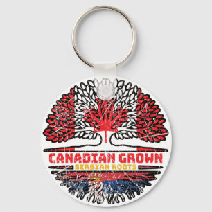 Serbia Serbian Canadian Canada Tree Roots Flag Keychain