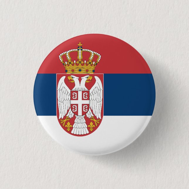 Serbia (Serbian) Flag 1 Inch Round Button (Front)