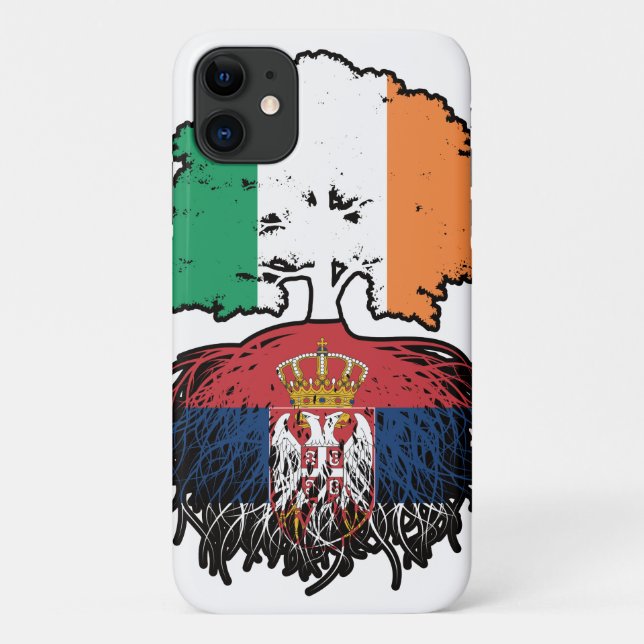 Serbia Serbian Irish Ireland Tree Roots Flag Case-Mate iPhone Case (Back)
