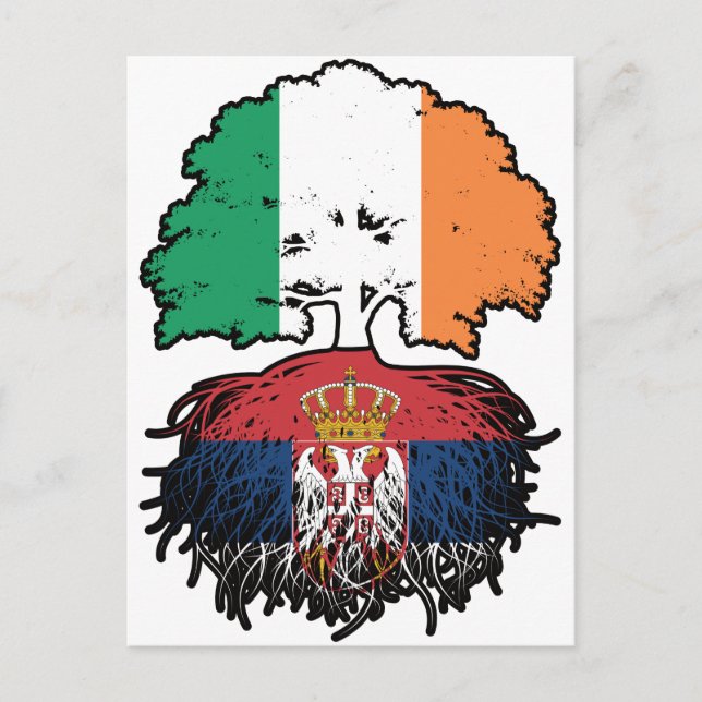 Serbia Serbian Irish Ireland Tree Roots Flag Postcard (Front)