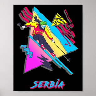 Serbia Skiing Ski Skier Graphic Art Mountain Sport Poster