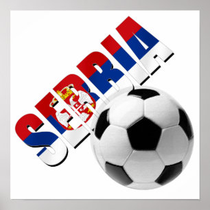 Serbia soccer ball Serbian flag worded logo Poster