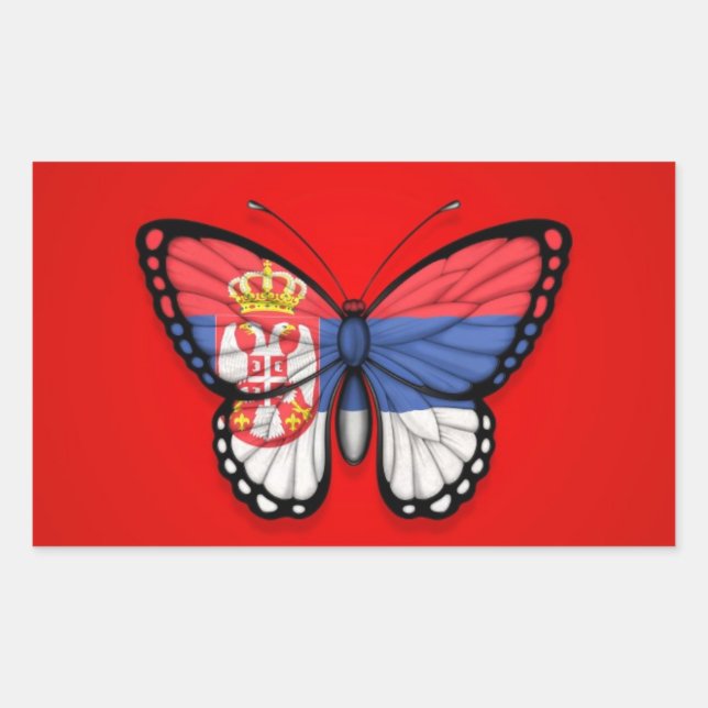 Serbian Butterfly Flag on Red Sticker (Front)