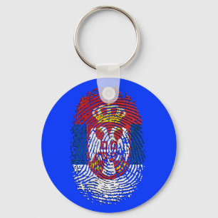 Serbian fingerprint DNA Serbia pride gifts Keychain