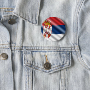 Serbian flag 2 inch round button