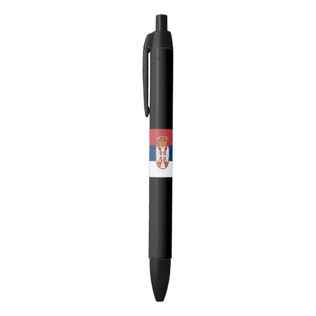 Serbian Flag Black Ink Pen (Top (Vertical))