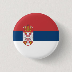 Serbian Flag, Flag of Serbia 1 Inch Round Button