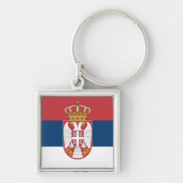 Serbian flag & Serbia holiday, travel /sports Keychain (Front)