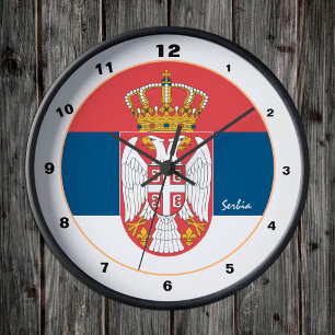 Serbian Flag & Serbia trendy Home / design Round Clock
