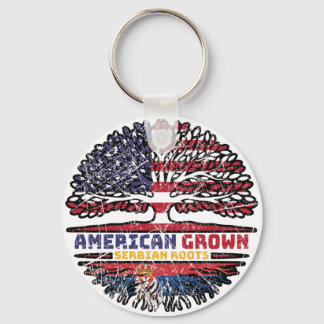 Serbian Serbia US American USA United States Tree Keychain
