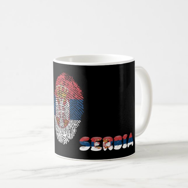 Serbian touch fingerprint flag coffee mug (Front Right)