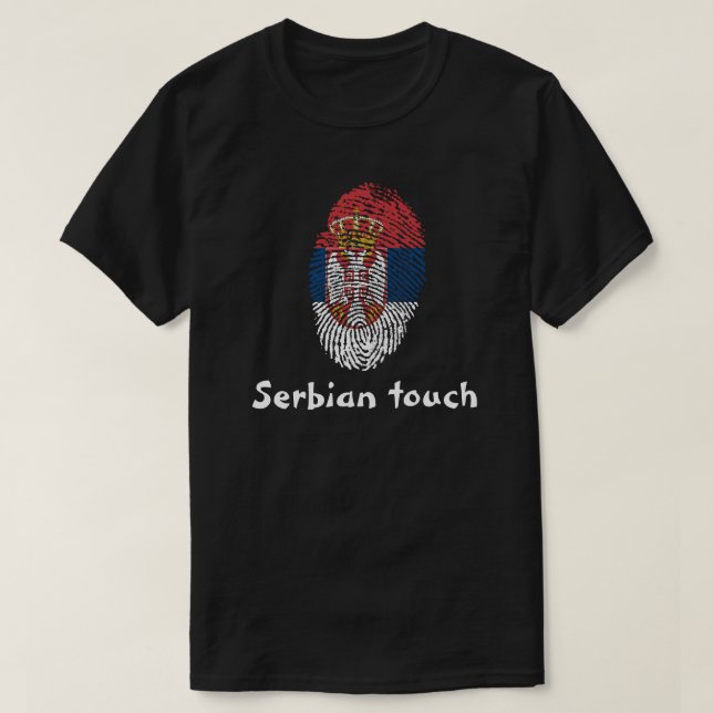 Serbian touch fingerprint flag T-Shirt (Design Front)