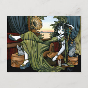 Serena Eclectique Sunset Cat Fairy Carte postale