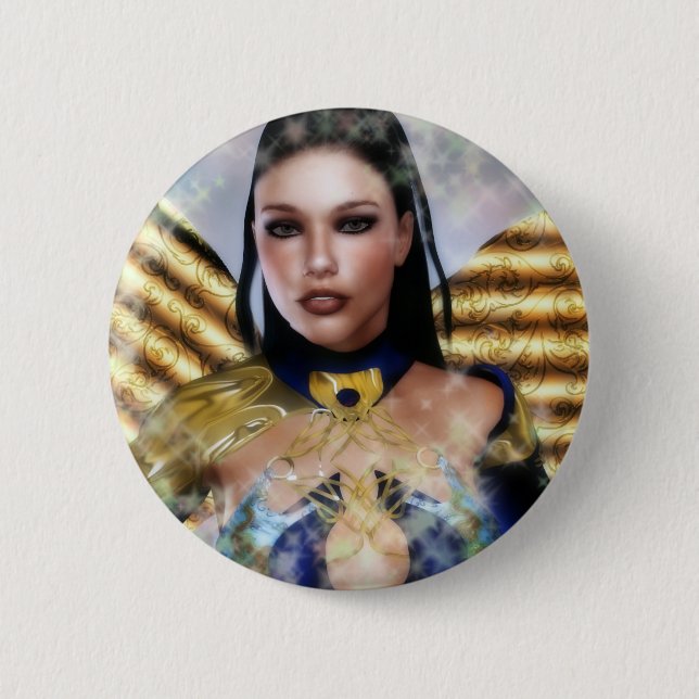 Serena the Dark Haired Fairy 2 Inch Round Button (Front)