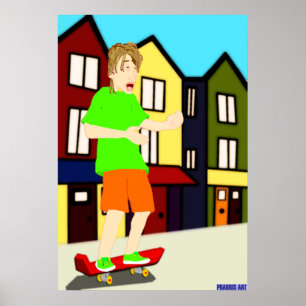 Serenading Skateboarding Dude Print