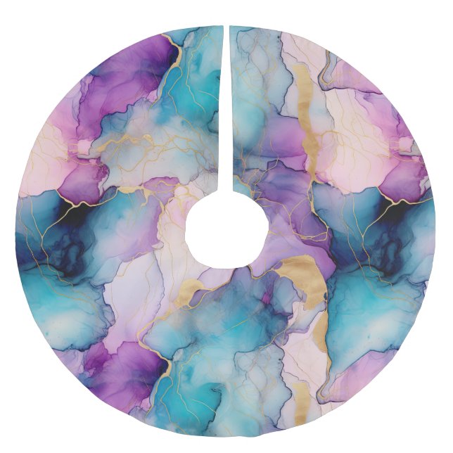 Serendipity Crystal Blue  Brushed Polyester Tree Skirt (Front)