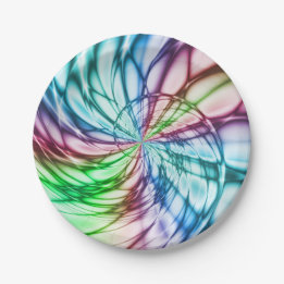 Serendipity | Multicolor Fractal Art Paper Plate
