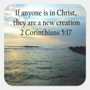 SERENE 3 CORINTHIANS 5:17 OCEAN SCENE PHOTO SQUARE STICKER