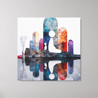 Serene Abstract Meditating Figures – Colourful Art Canvas Print