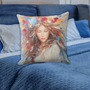 Serene Abstrait Angel Coussin - Artistique dynamiq